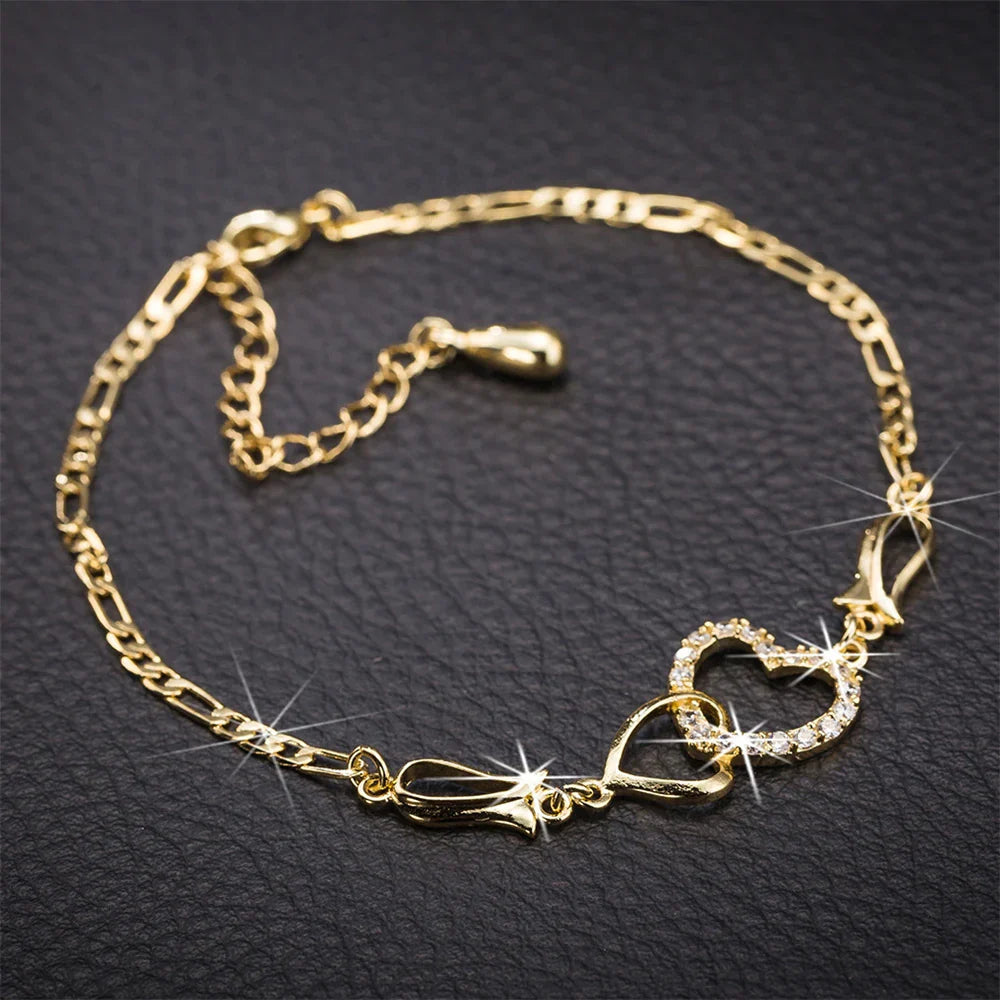 Double Heart Necklace Jewelry Set šš