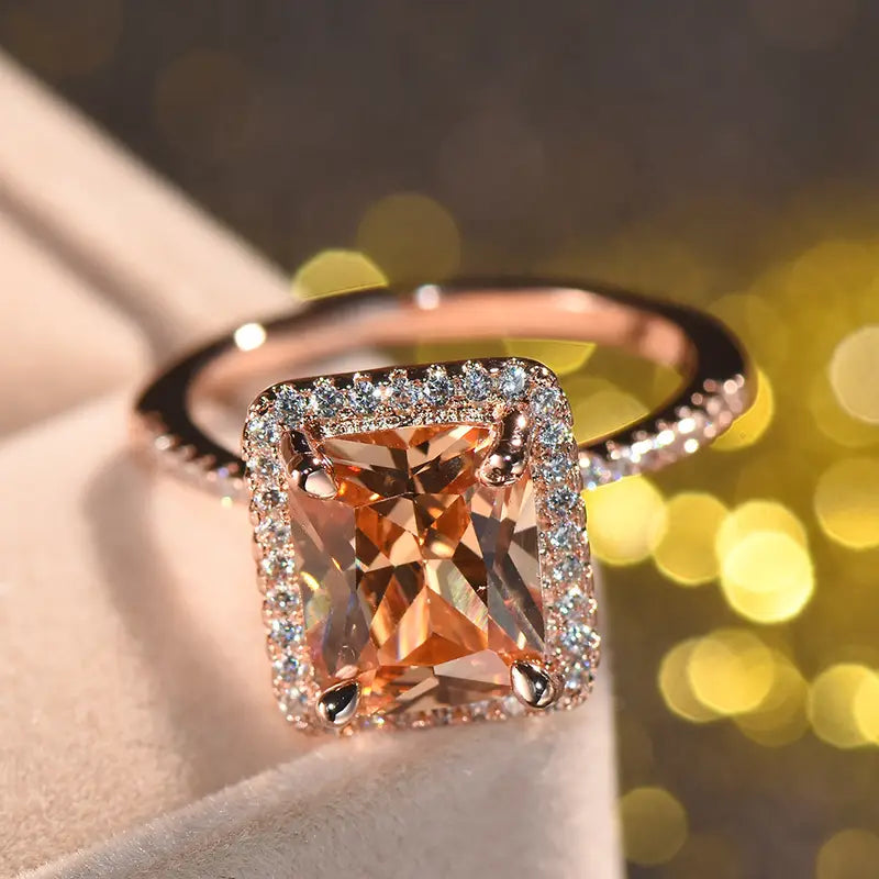 Rosé Radiance™ Cushion Diamond Ring – 18K White Gold